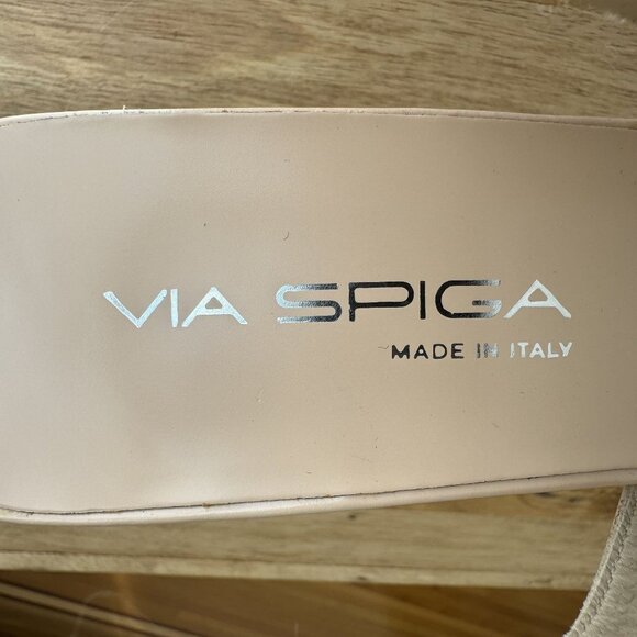 Vintage Via Spiga Box Leather Pink Light Beige Pointy Toe Slingback Kitten Heel - Picture 12 of 14